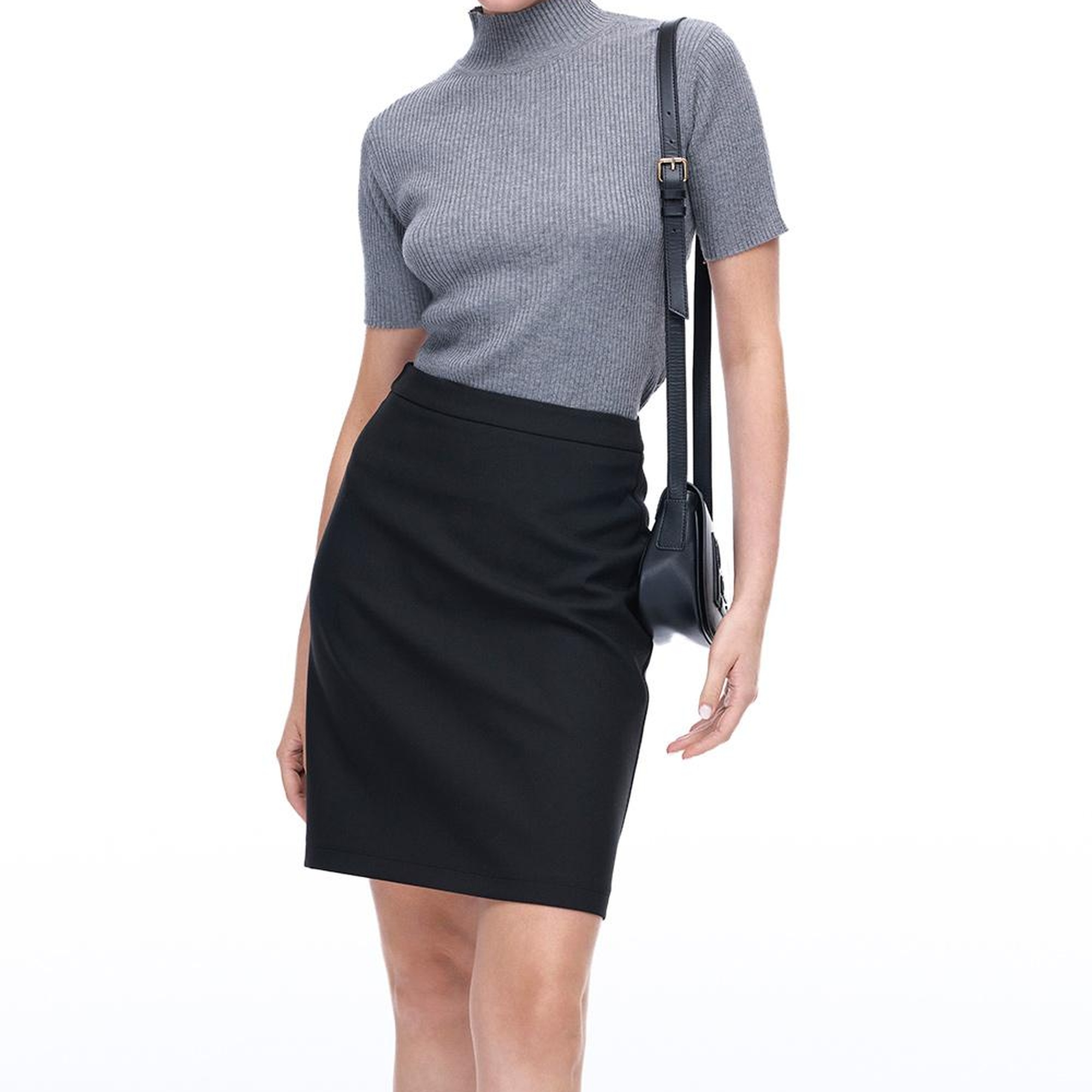 Morningstar Slim Fit Diz Üstü Siyah Etek