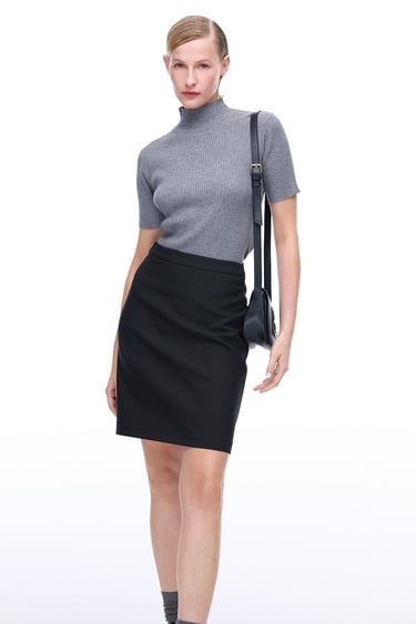  Morningstar Slim Fit Diz Üstü Siyah Etek