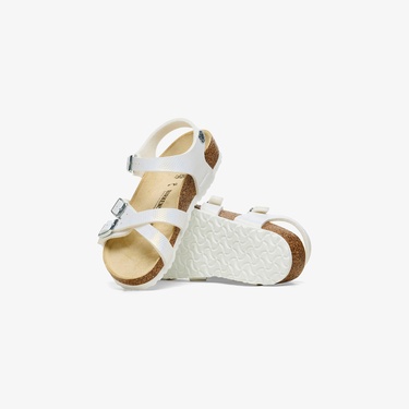  Birkenstock Kumba Bf Shiny Lizard Embossed Çocuk Beyaz Terlik