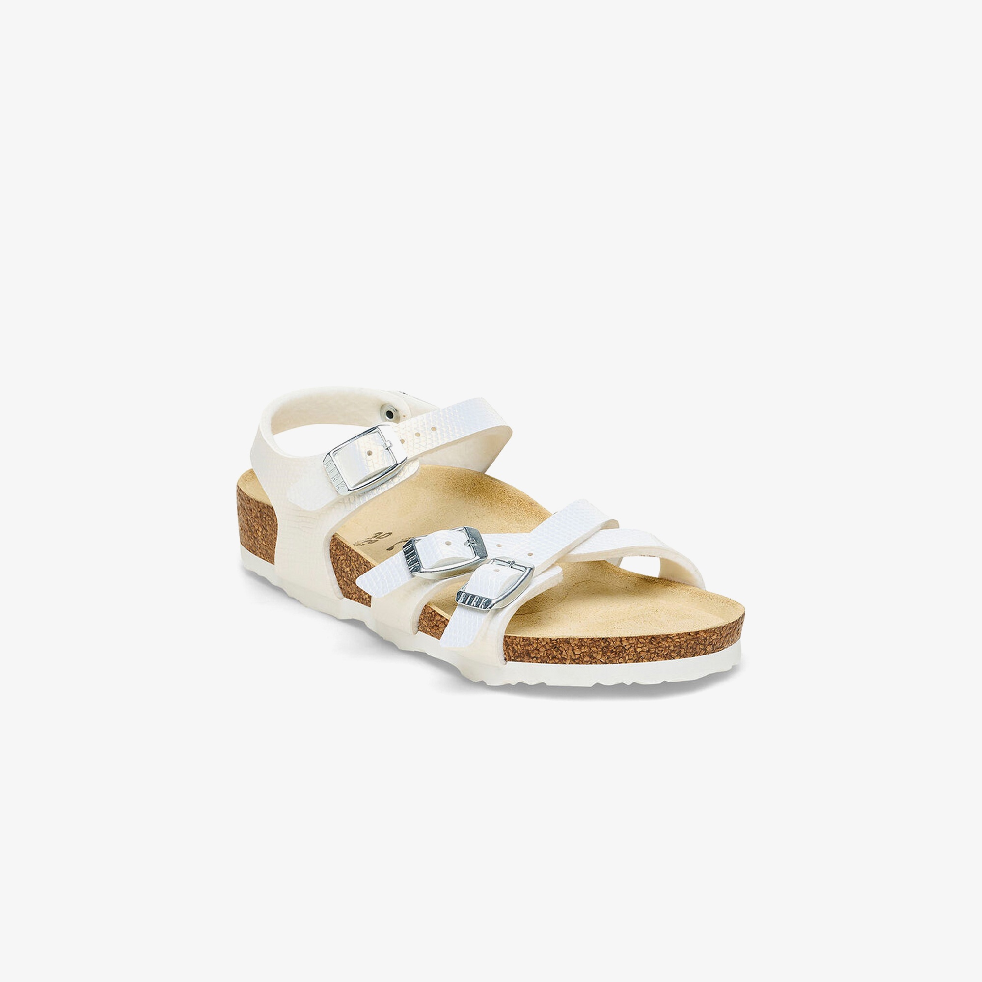 Birkenstock Kumba Bf Shiny Lizard Embossed Çocuk Beyaz Terlik
