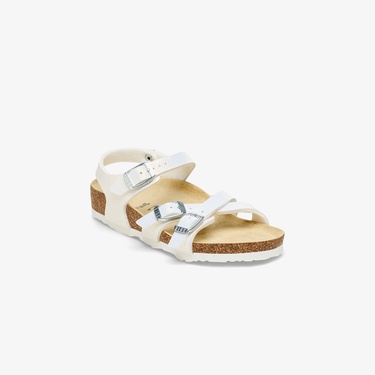  Birkenstock Kumba Bf Shiny Lizard Embossed Çocuk Beyaz Terlik