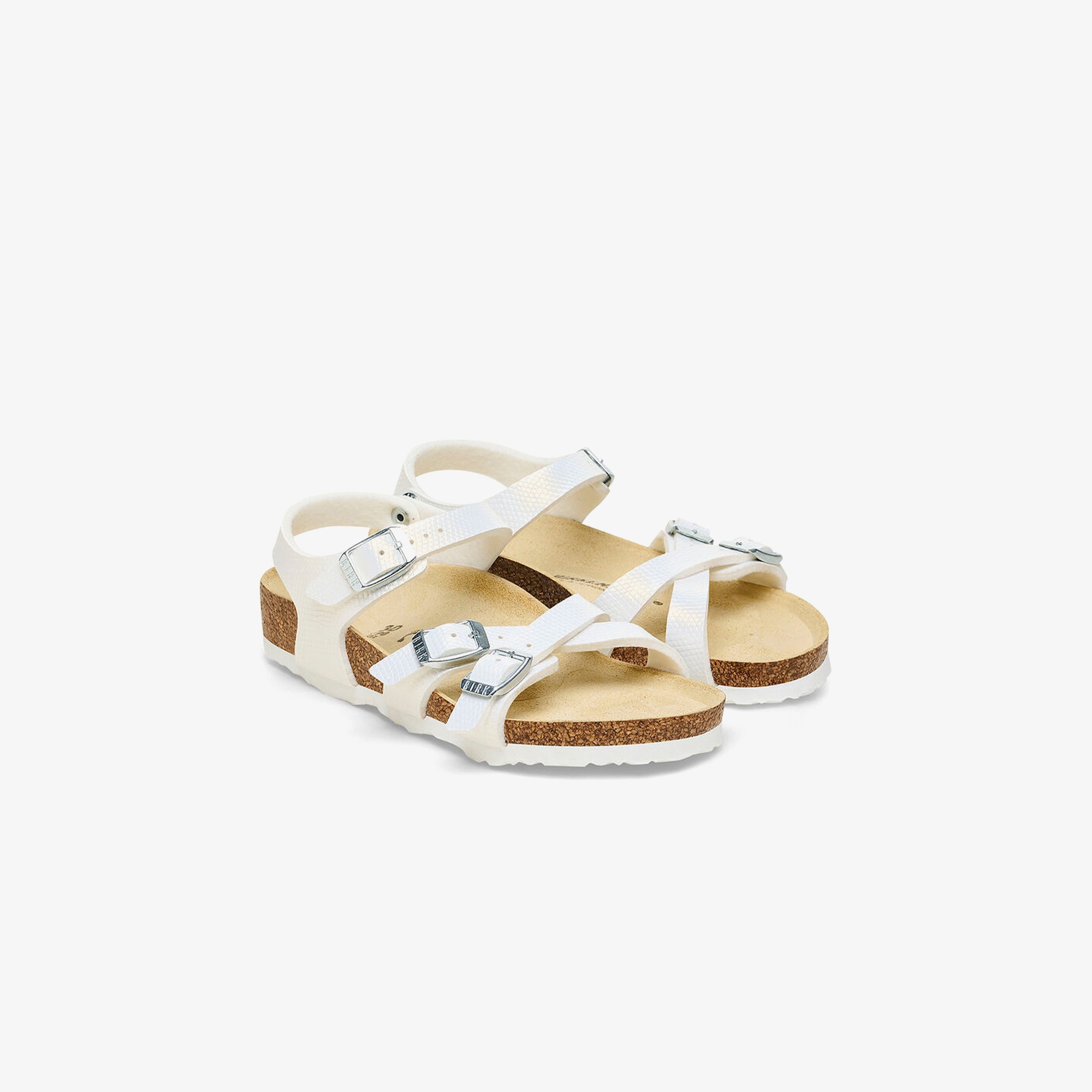 Birkenstock Kumba Bf Shiny Lizard Embossed Çocuk Beyaz Terlik