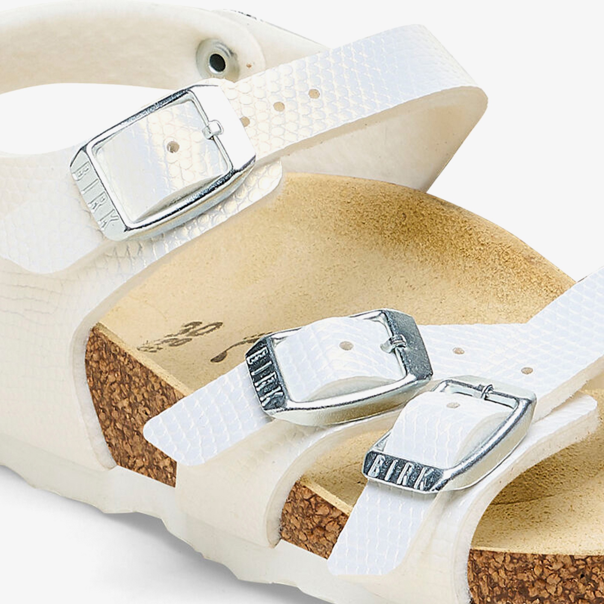 Birkenstock Kumba Bf Shiny Lizard Embossed Çocuk Beyaz Terlik
