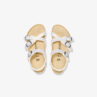  Birkenstock Kumba Bf Shiny Lizard Embossed Çocuk Beyaz Terlik