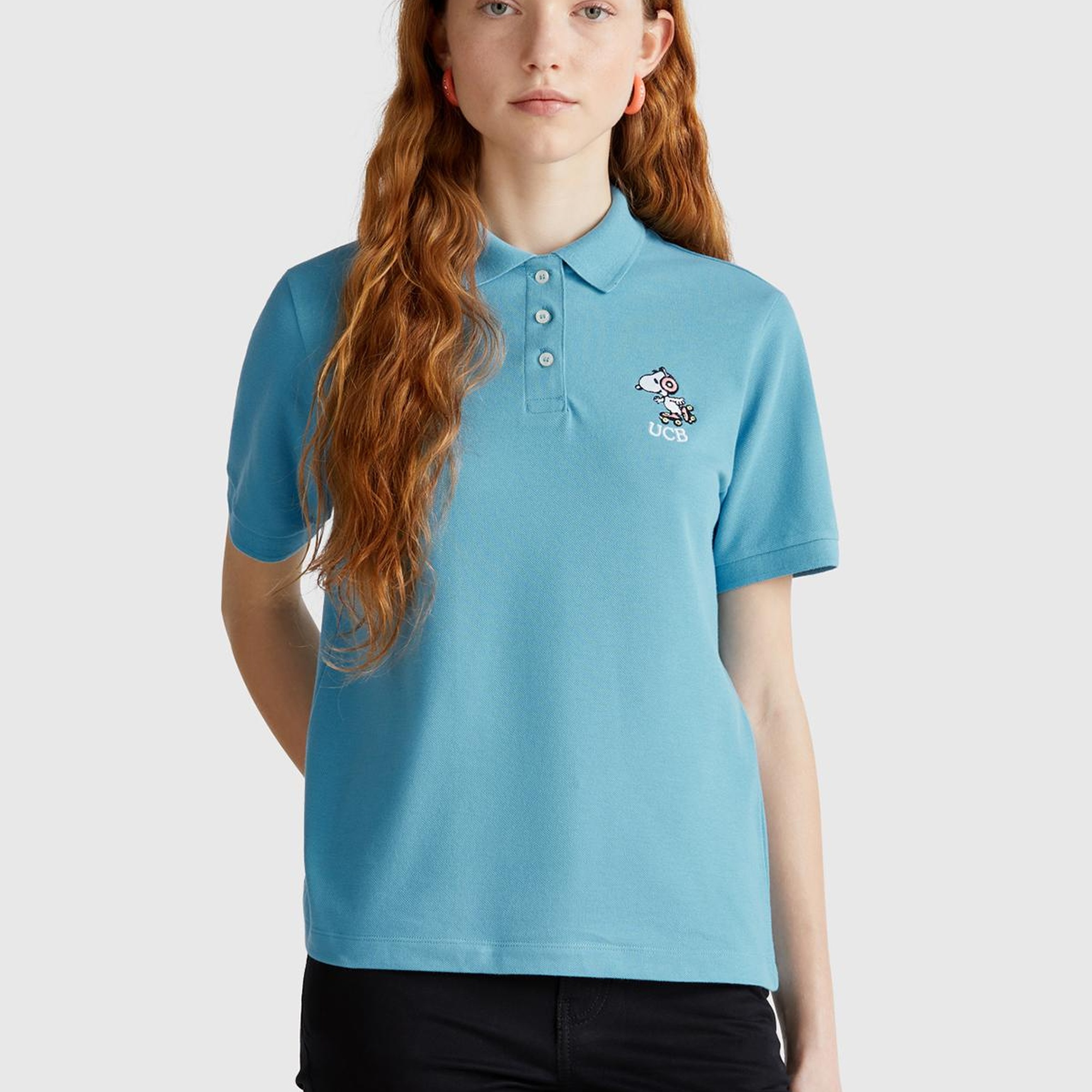Kadın %100 Koton Peanuts Baskılı Polo T-Shirt