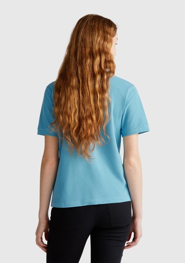  Kadın %100 Koton Peanuts Baskılı Polo T-Shirt