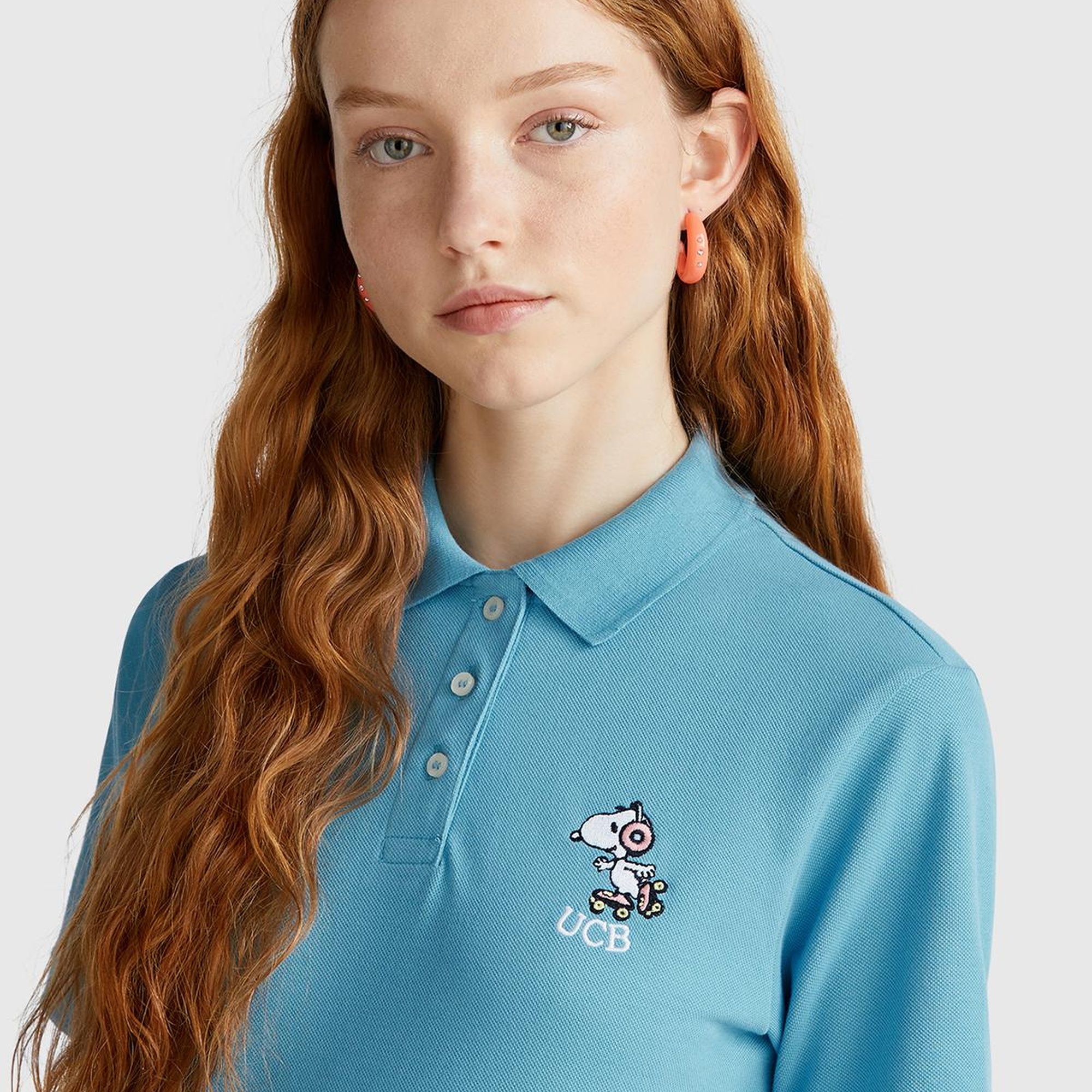 Kadın %100 Koton Peanuts Baskılı Polo T-Shirt