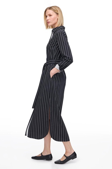  Siyah Toris Rahat Kalıp Diz Boy Elbise