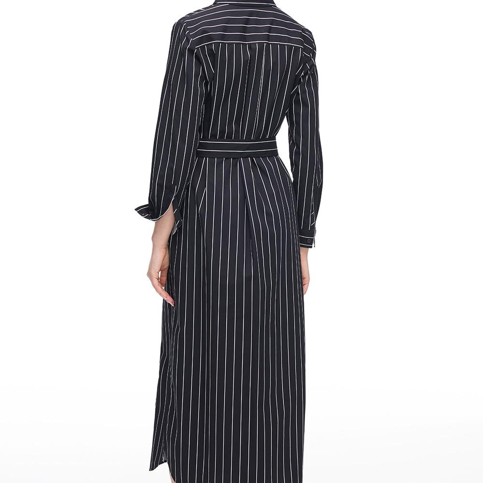 Siyah Toris Rahat Kalıp Diz Boy Elbise