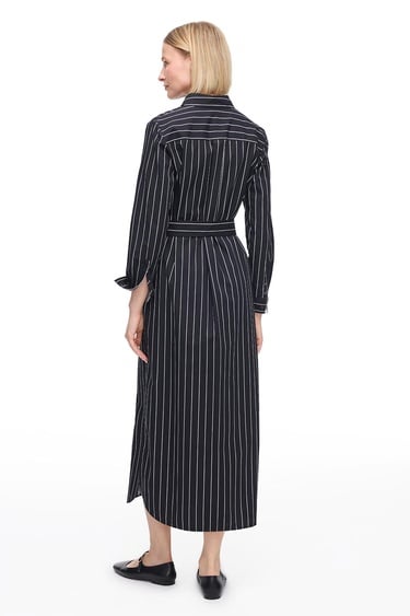  Siyah Toris Rahat Kalıp Diz Boy Elbise