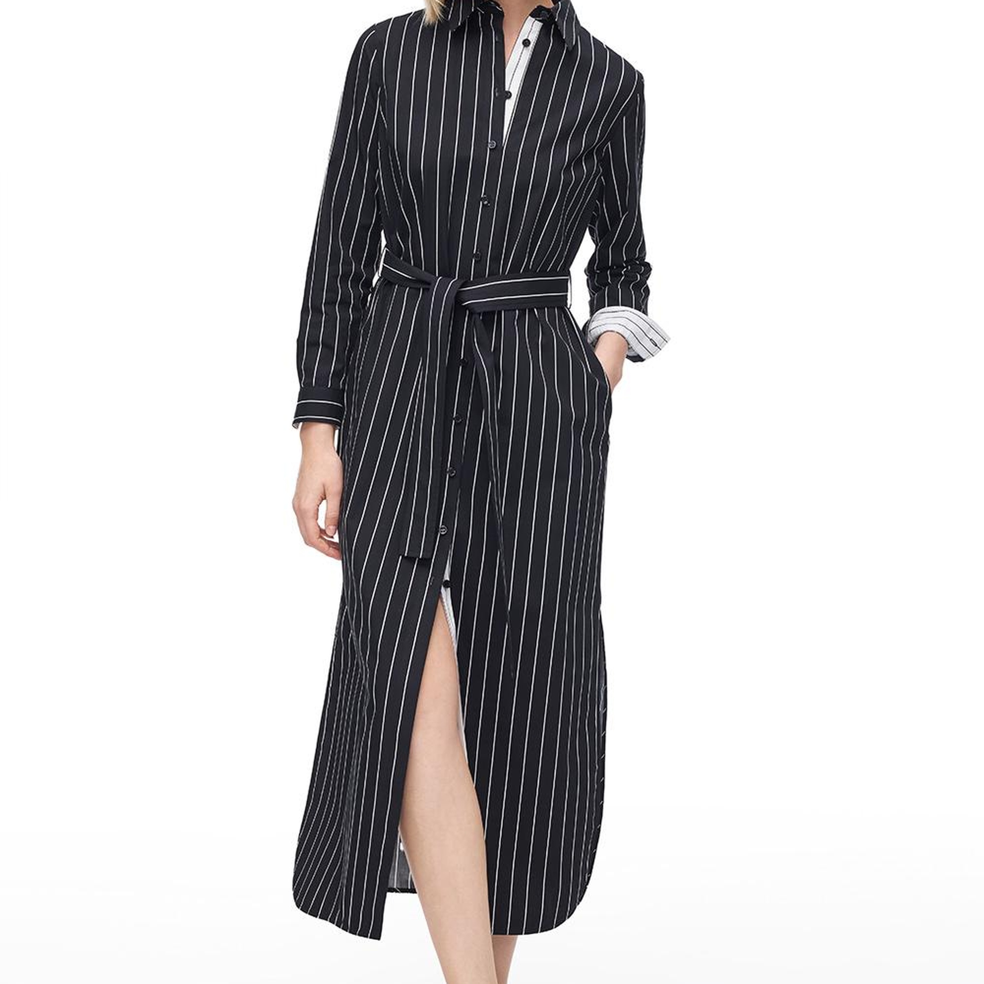 Siyah Toris Rahat Kalıp Diz Boy Elbise