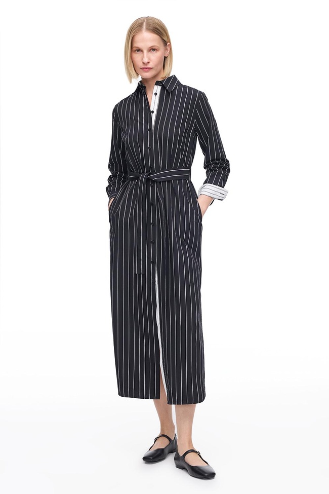  Siyah Toris Rahat Kalıp Diz Boy Elbise