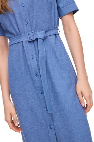  Mavi Torp Regular Fit Diz Altı Elbise