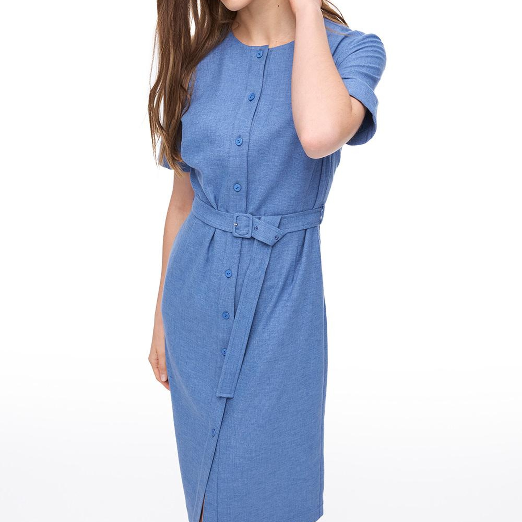 Mavi Torp Regular Fit Diz Altı Elbise