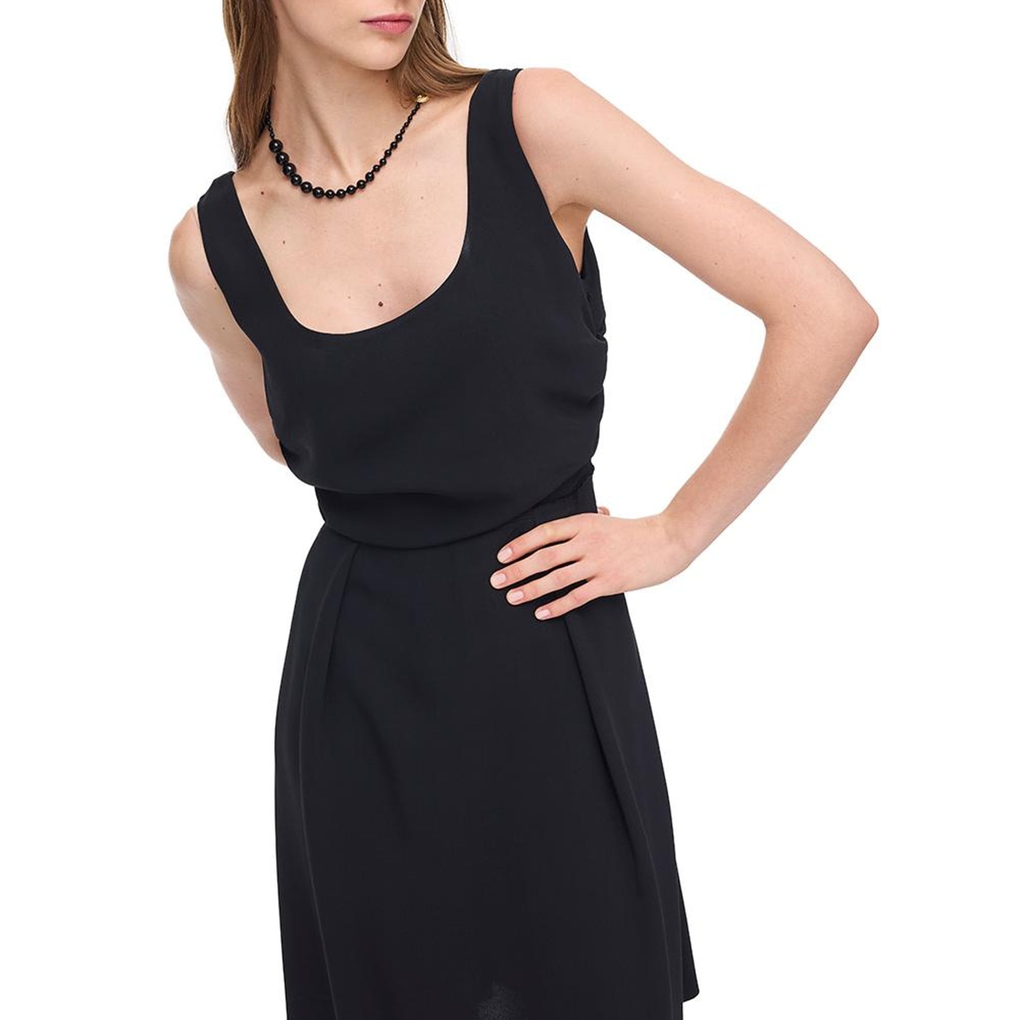 Siyah Echos Regular Fit Diz Boy Elbise