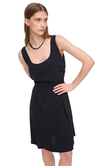  Siyah Echos Regular Fit Diz Boy Elbise