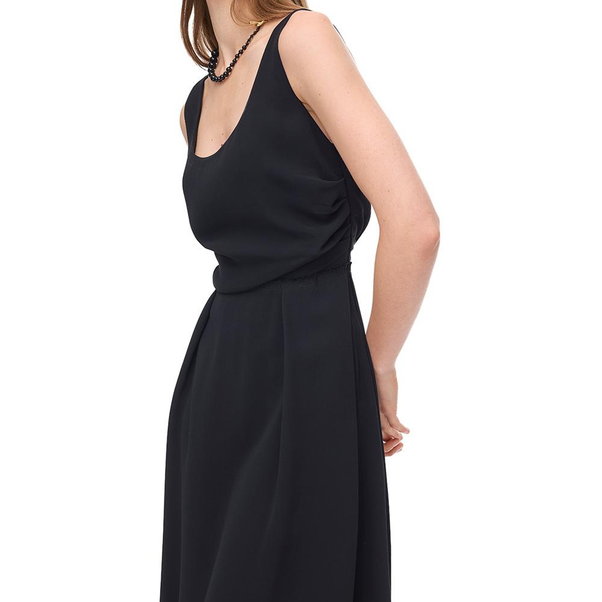 Siyah Echos Regular Fit Diz Boy Elbise