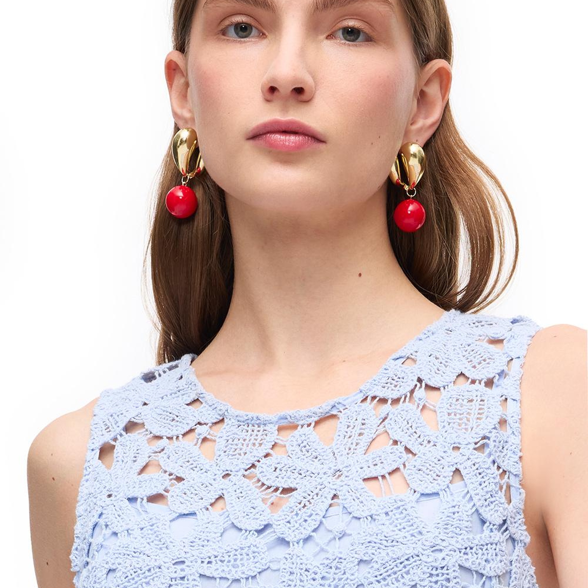 Dantel Detaylı Bisiklet Yaka Mini Pamuklu Elbise