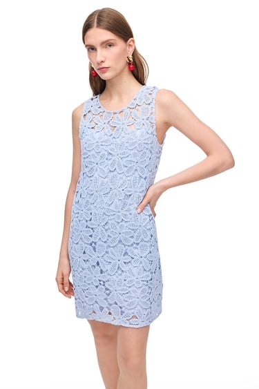  Dantel Detaylı Bisiklet Yaka Mini Pamuklu Elbise