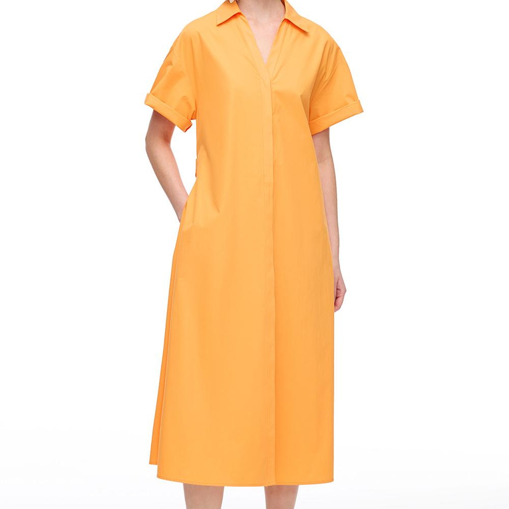 Turuncu Albas Regular Fit Diz Altı Elbise