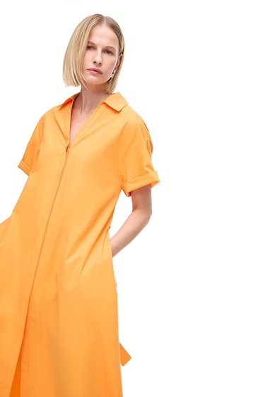  Turuncu Albas Regular Fit Diz Altı Elbise