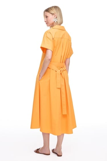  Turuncu Albas Regular Fit Diz Altı Elbise