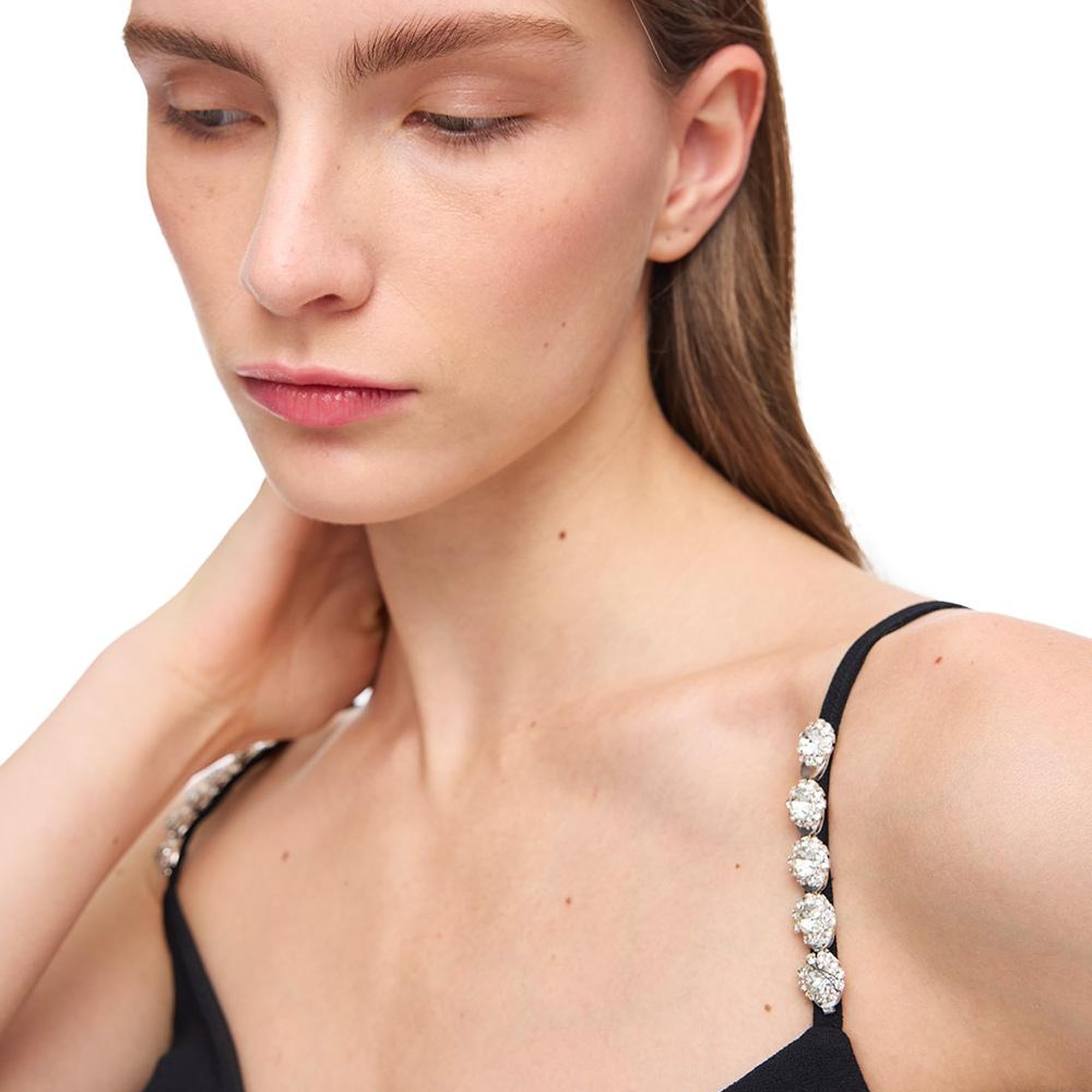 V Yaka Mini Saten Görünümlü Elbise