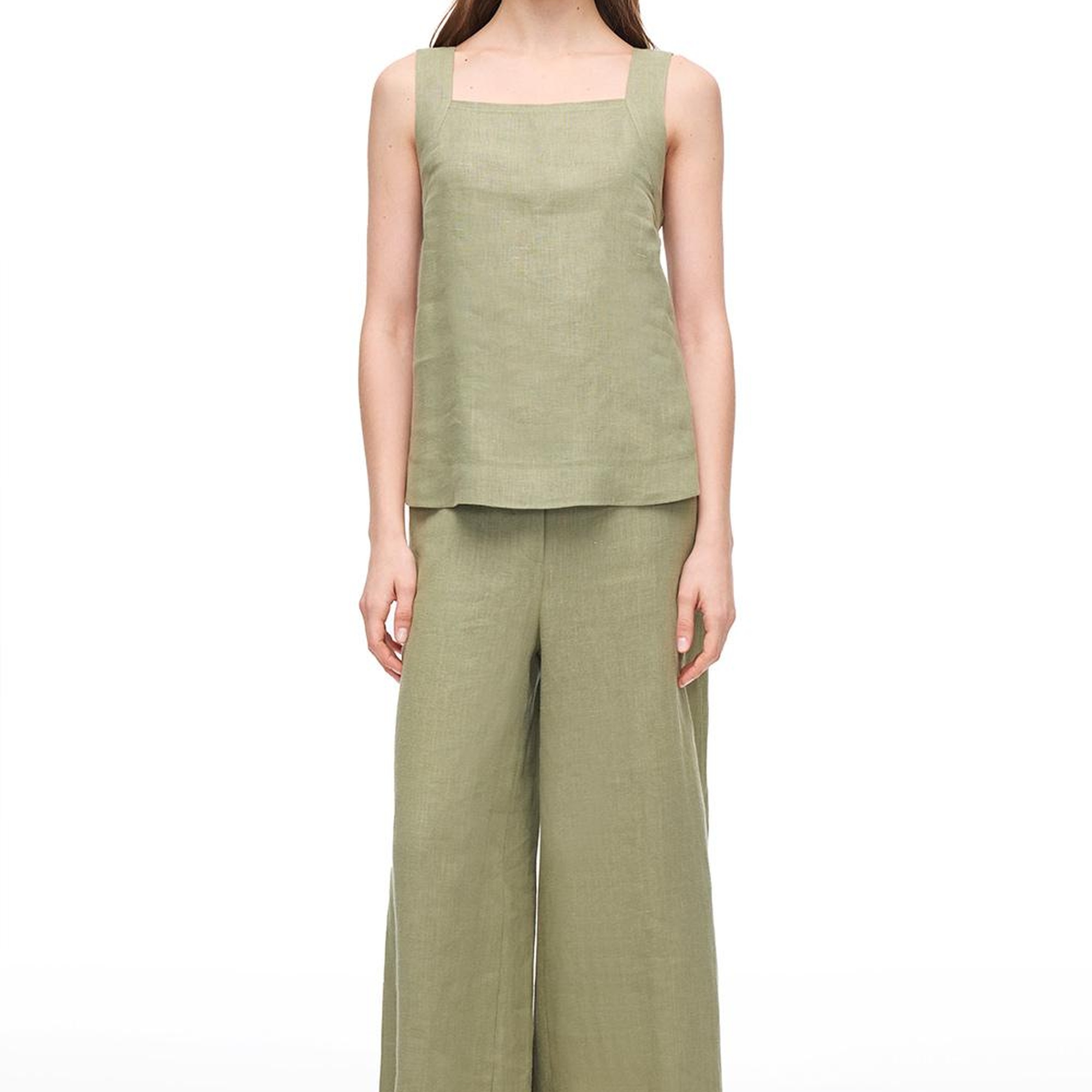 Haki Holas Rahat Kalıp Kare Yaka Bluz