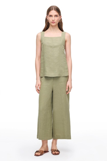  Haki Holas Rahat Kalıp Kare Yaka Bluz