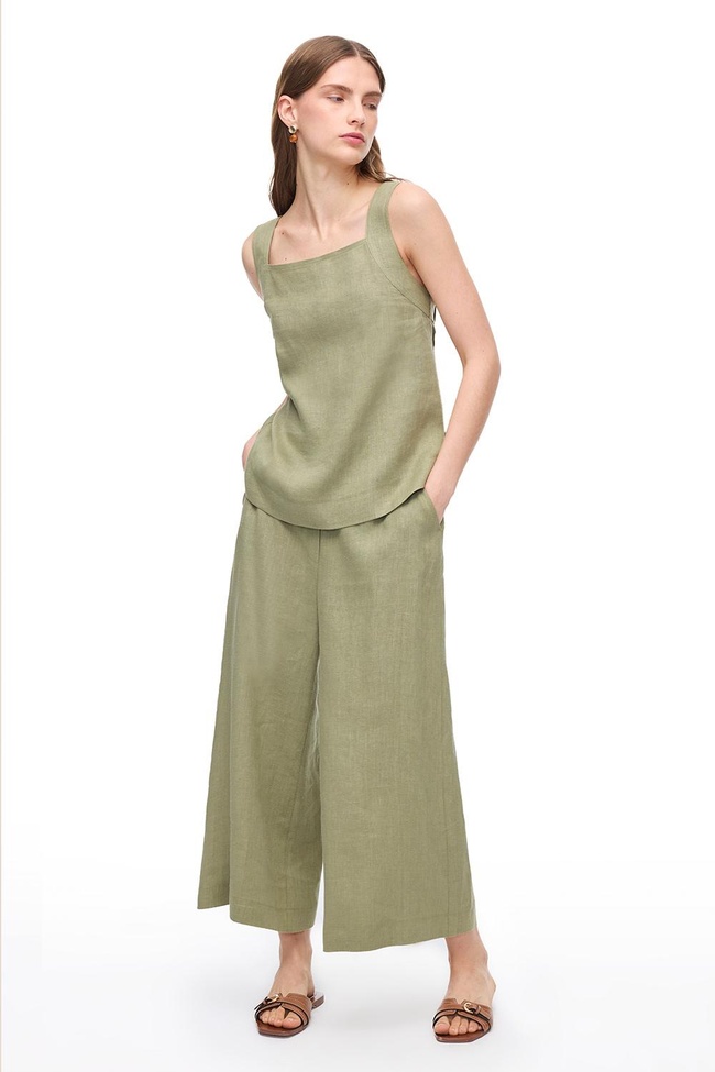  Haki Holas Rahat Kalıp Kare Yaka Bluz