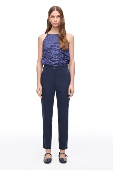  Lacivert Milos Slim Fit Yüksek Bel Pantolon