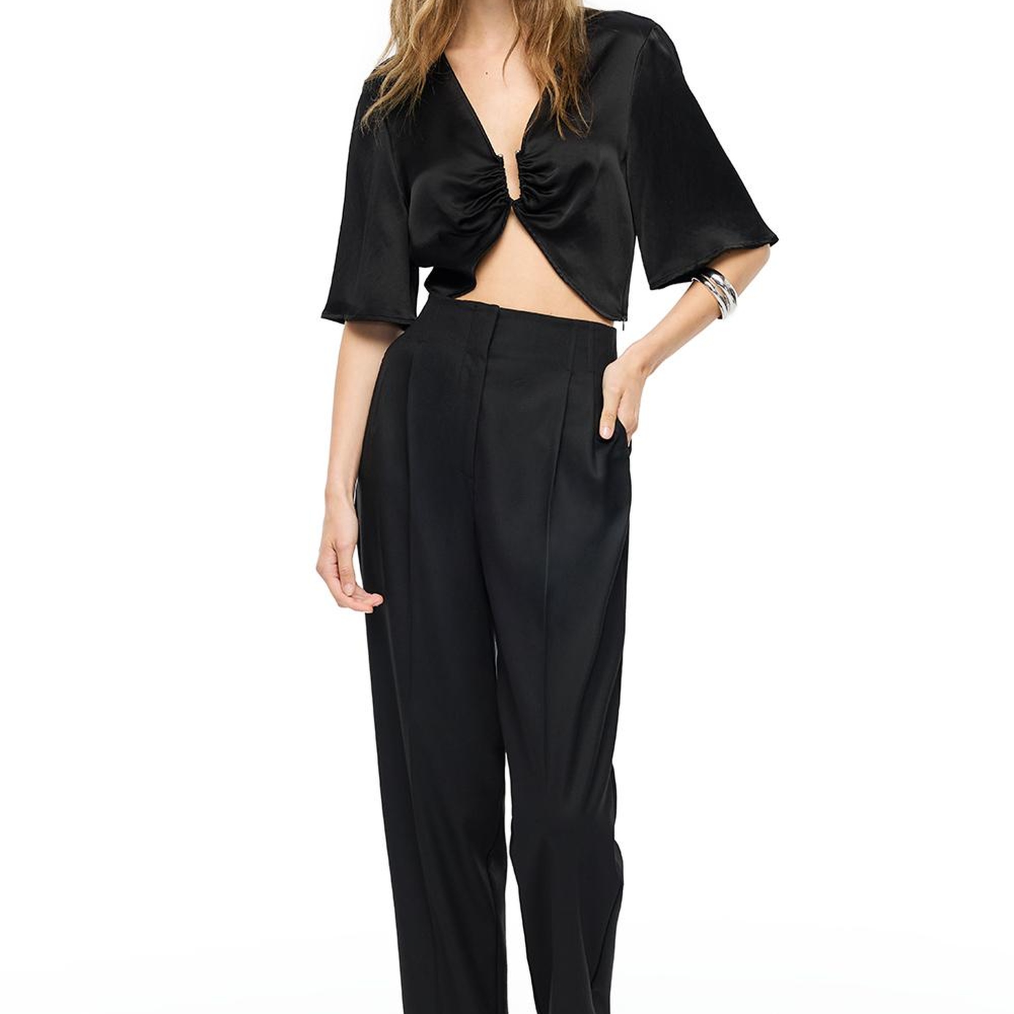 Siyah Gemas Regular Fit Yüksek Bel Pantolon