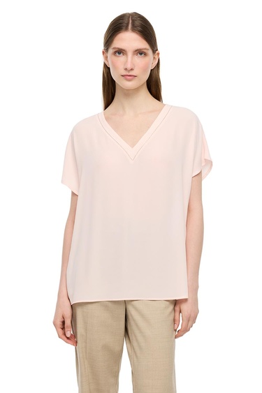  Pudra Ametist Rahat Kalıp V-Yaka Bluz