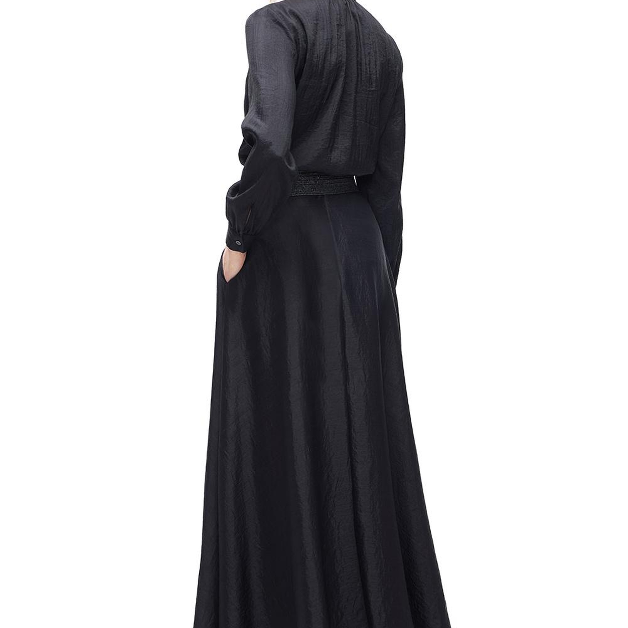 Düğmeli Uzun Kollu Poliamid Bluz