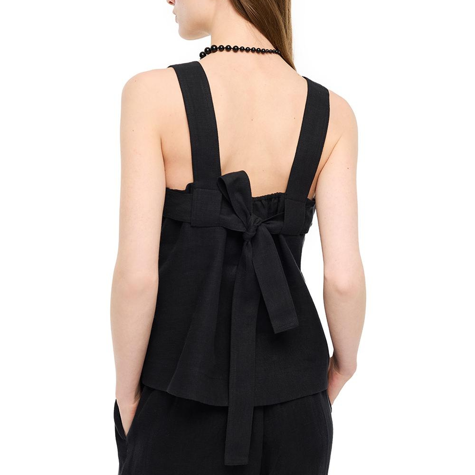 Siyah Holas Rahat Kalıp Kare Yaka Bluz