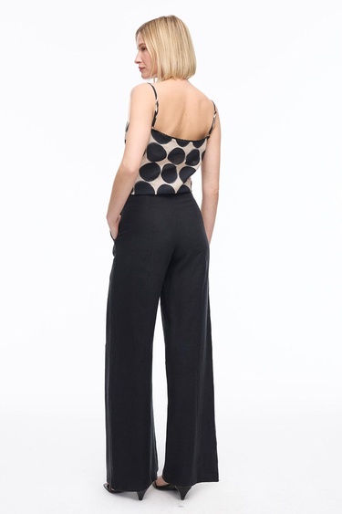  Pamuklu Yüksek Bel Geniş Paça Pantolon