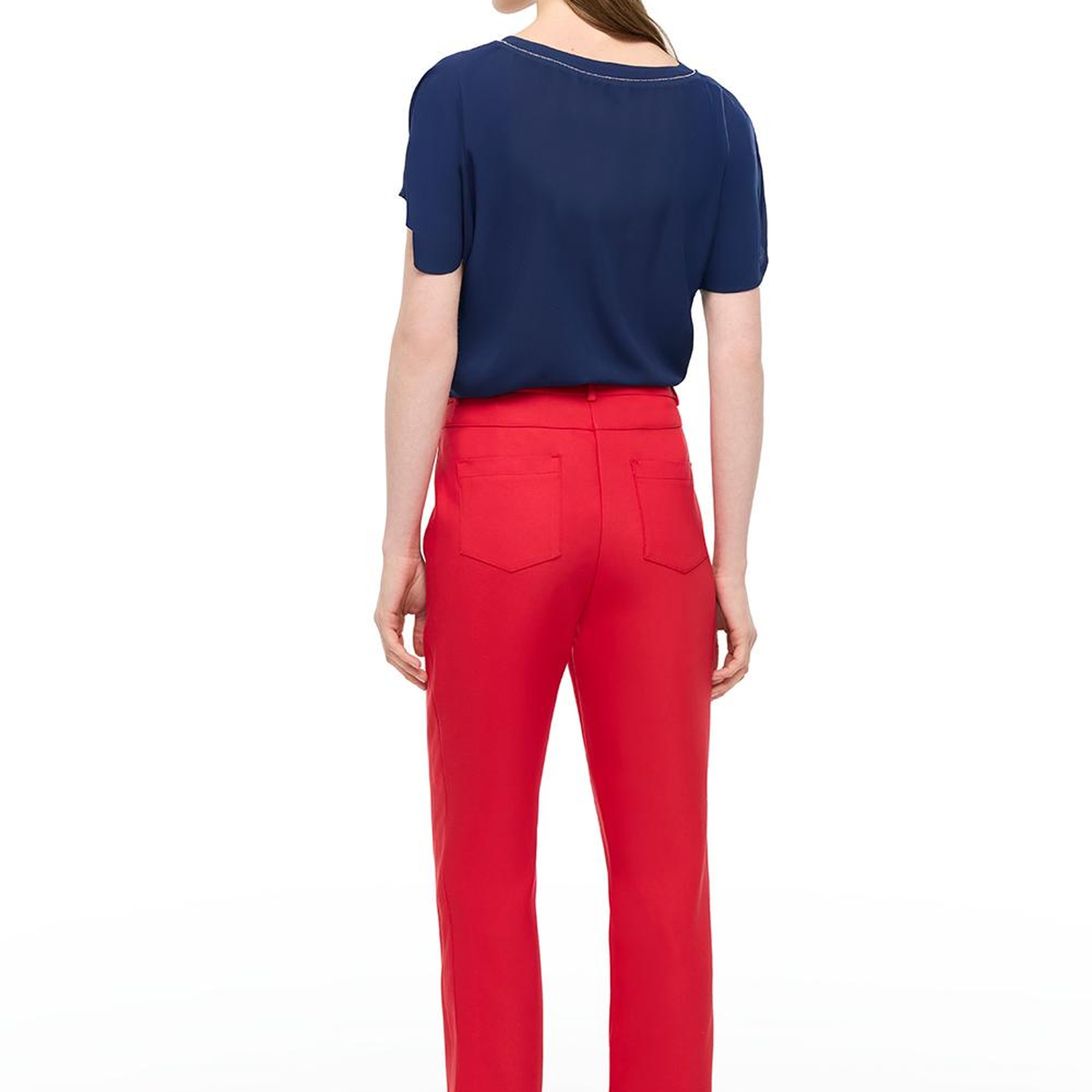 Kırmızı Dellas Regular Fit Yüksek Bel Pantolon