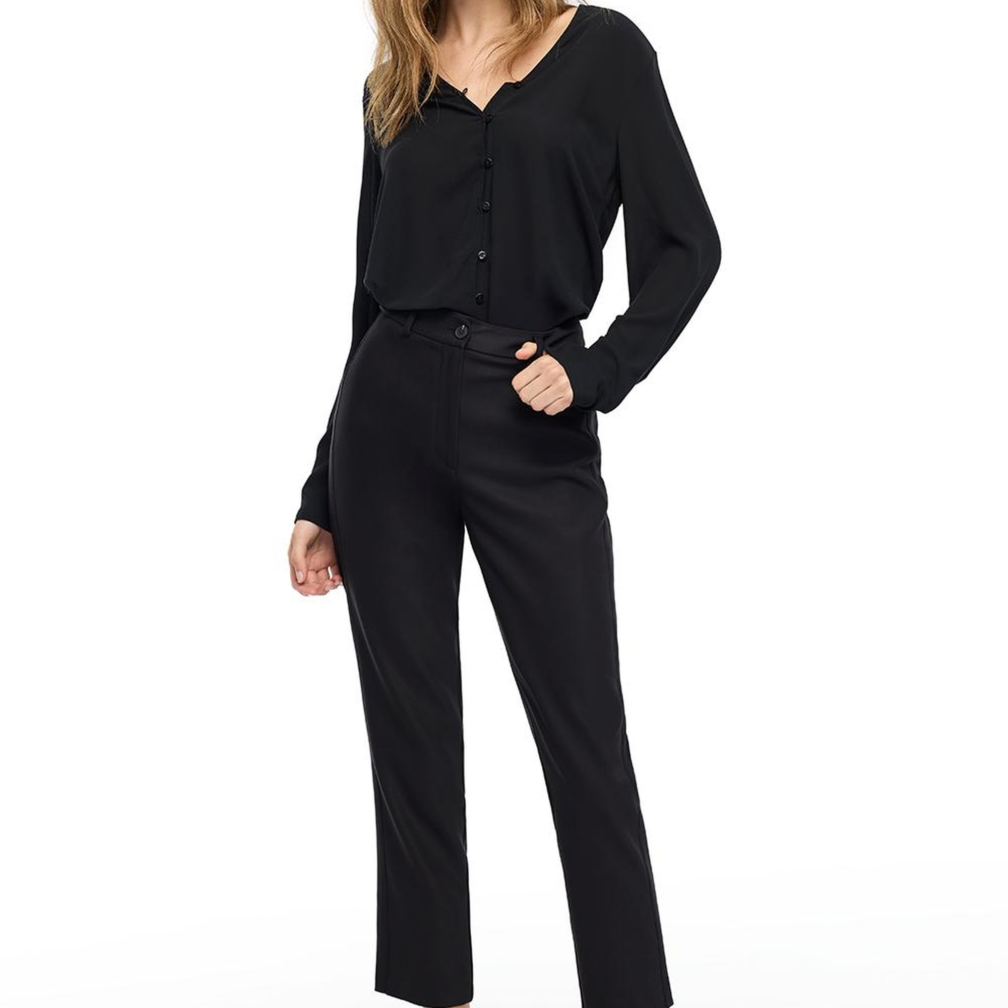 Siyah Dellas Regular Fit Yüksek Bel Pantolon