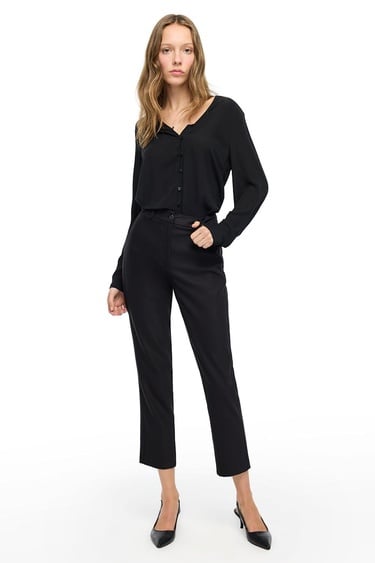  Siyah Dellas Regular Fit Yüksek Bel Pantolon