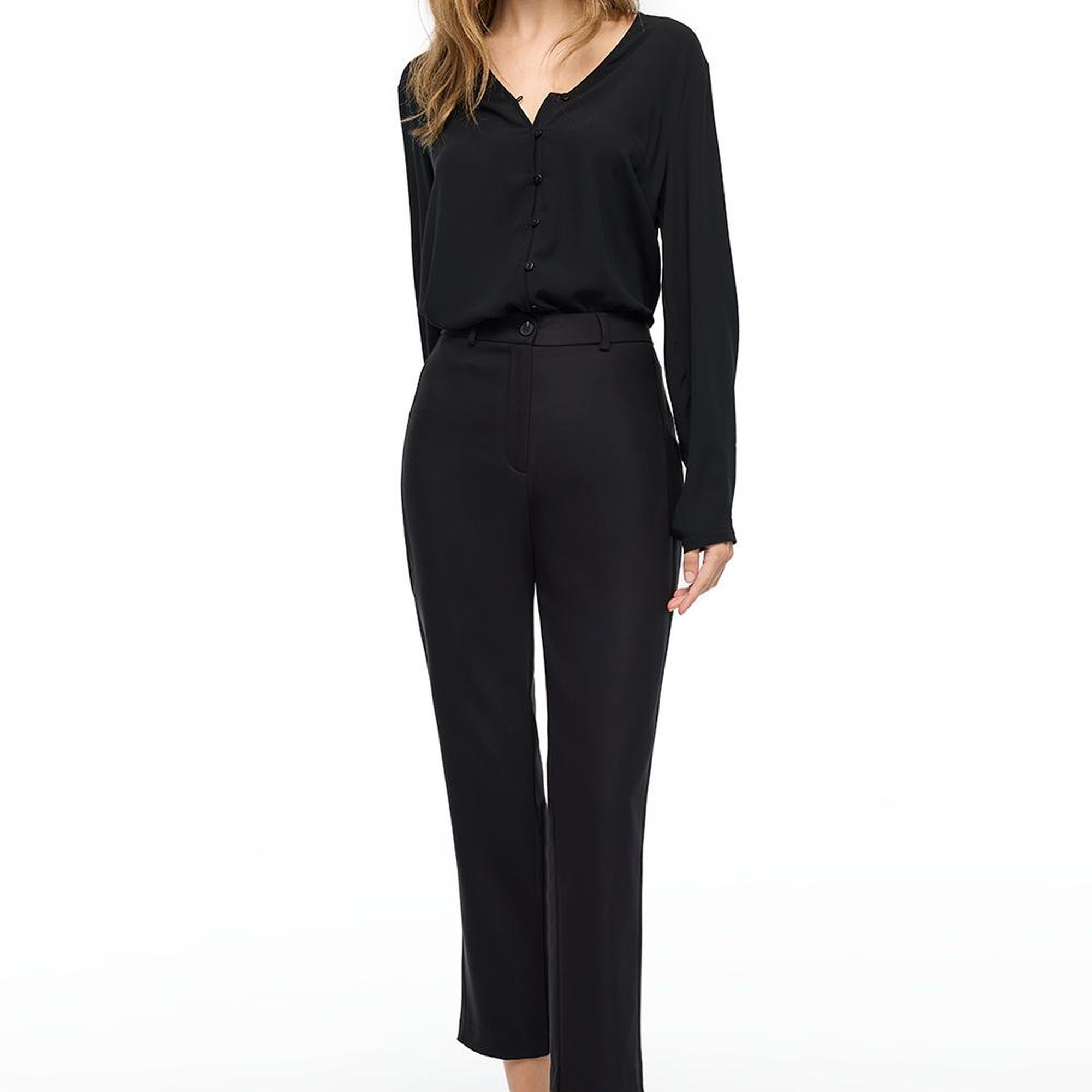 Siyah Dellas Regular Fit Yüksek Bel Pantolon