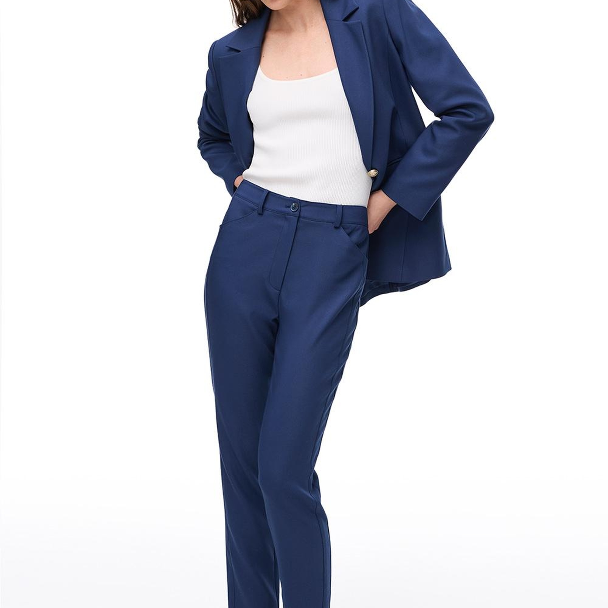 Lacivert Dellas Regular Fit Yüksek Bel Pantolon