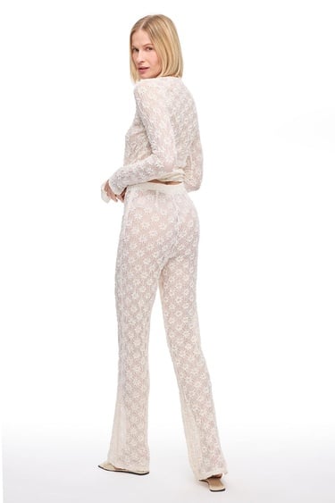  Ekru Brices Regular Fit Yüksek Bel Pantolon