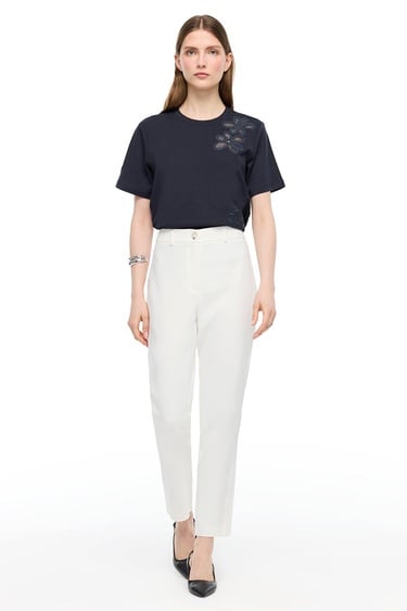  Ekru Dellas Regular Fit Yüksek Bel Pantolon