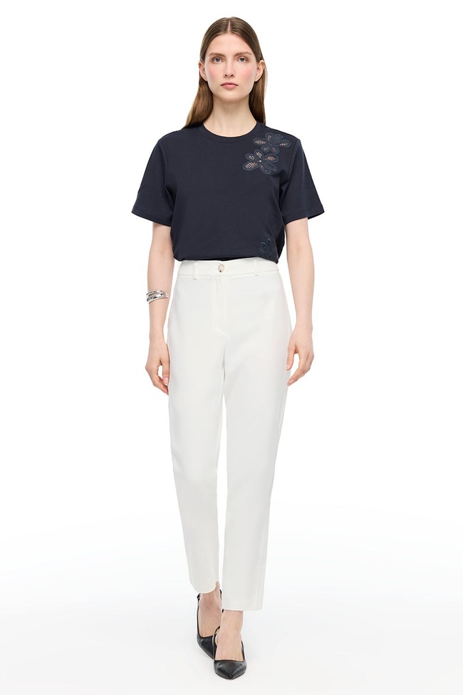  Ekru Dellas Regular Fit Yüksek Bel Pantolon