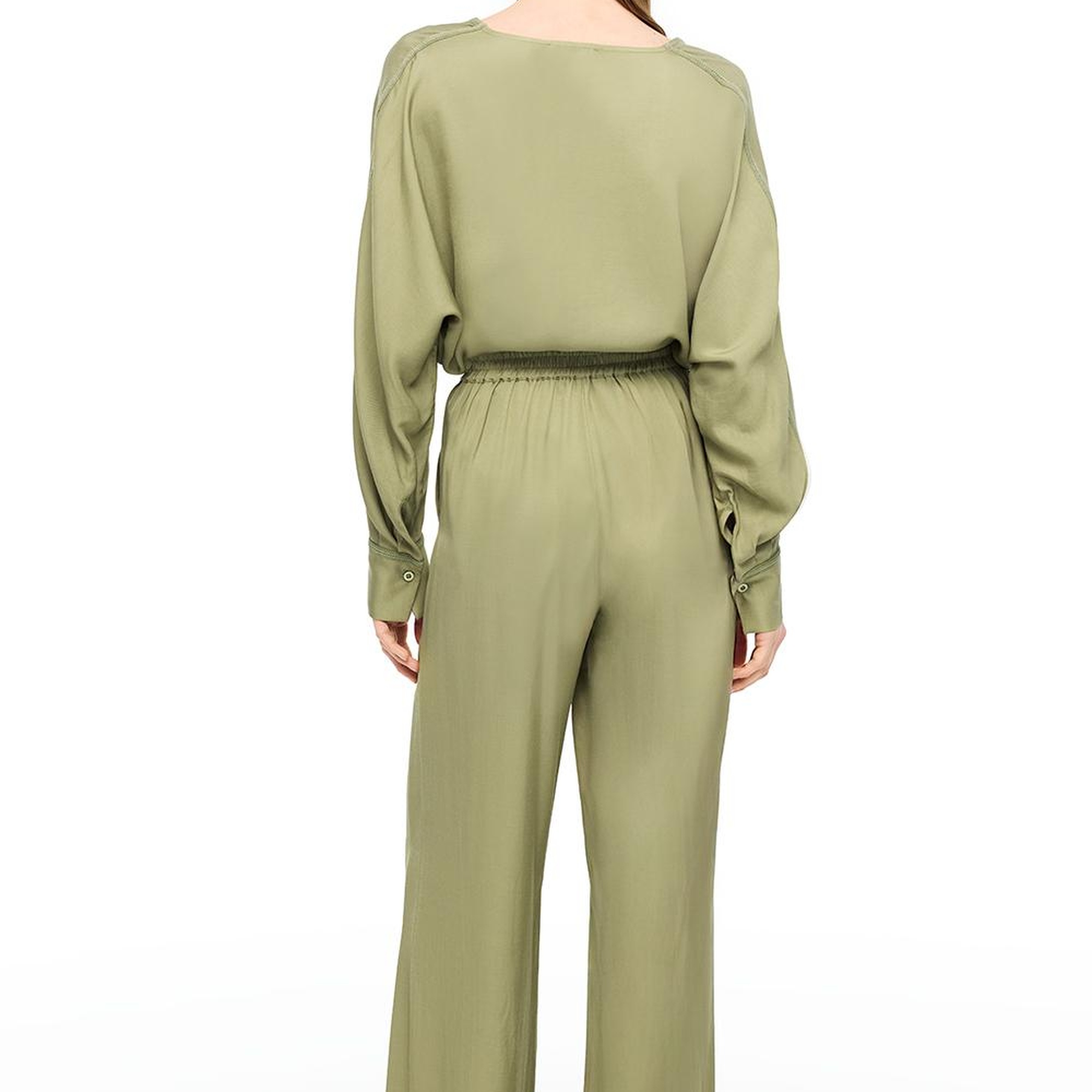 Haki Favors Rahat Kalıp Yüksek Bel Pantolon