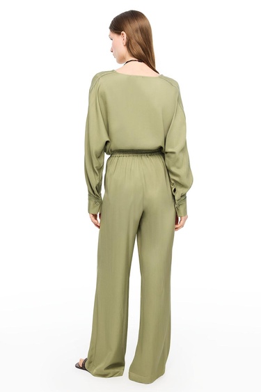  Haki Favors Rahat Kalıp Yüksek Bel Pantolon