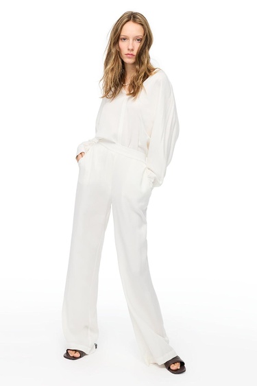  Beyaz Favors Rahat Kalıp Yüksek Bel Pantolon