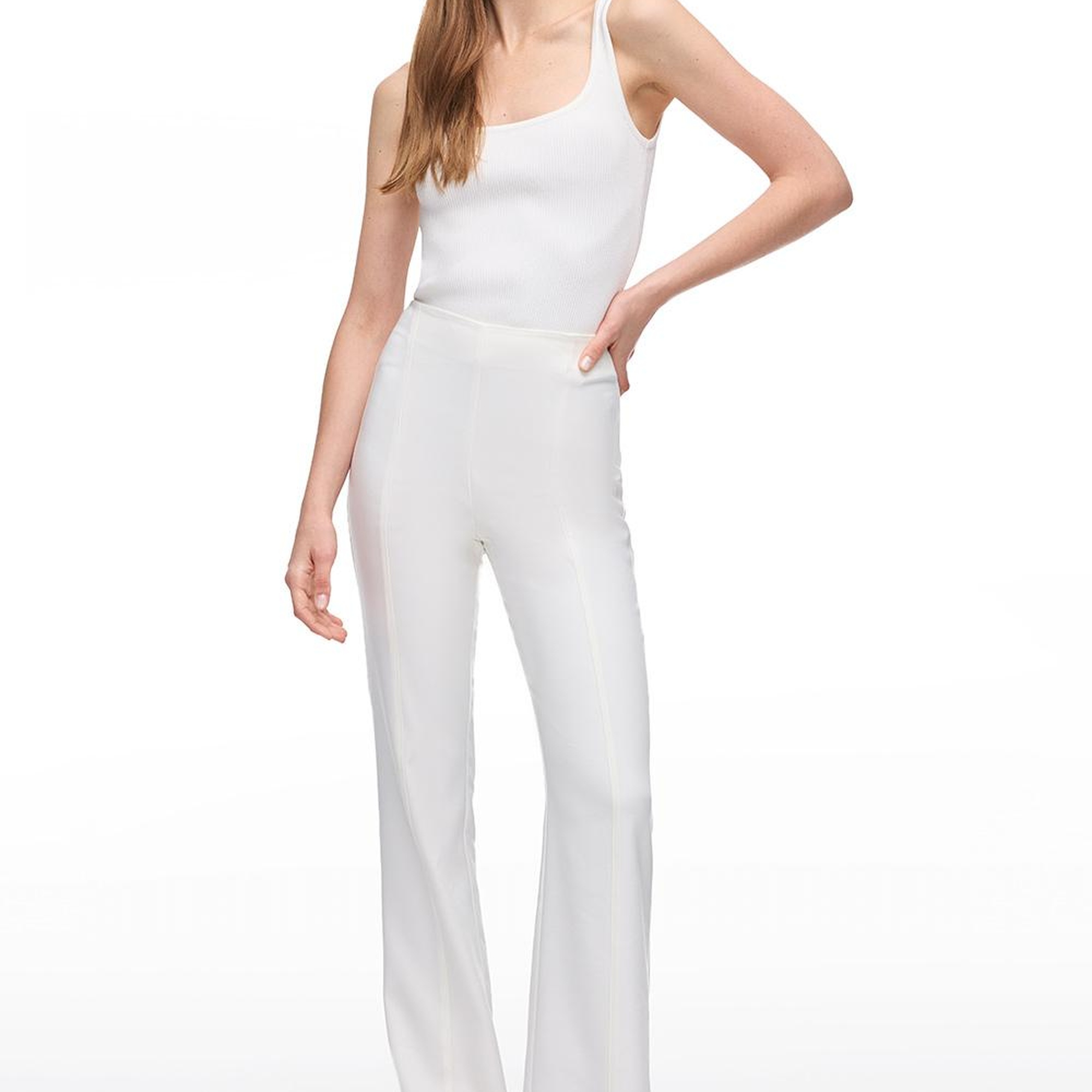 Beyaz Dellas Slim Fit Yüksek Bel Pantolon