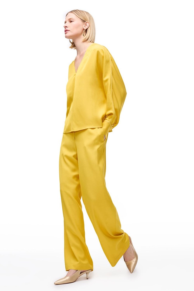  Sarı Favors Rahat Kalıp Yüksek Bel Pantolon