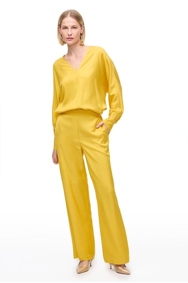  Sarı Favors Rahat Kalıp Yüksek Bel Pantolon